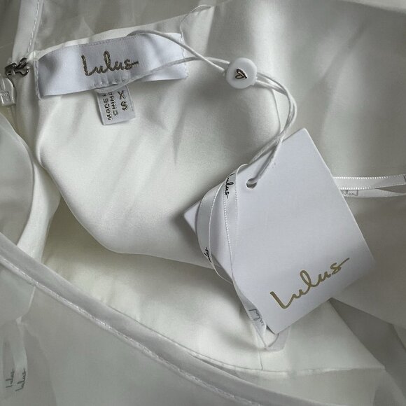 Lulus Maxi Dress‎ Immaculate Romance White Sheer Organza Long Sleeve Size XS NEW - Picture 9 of 12
